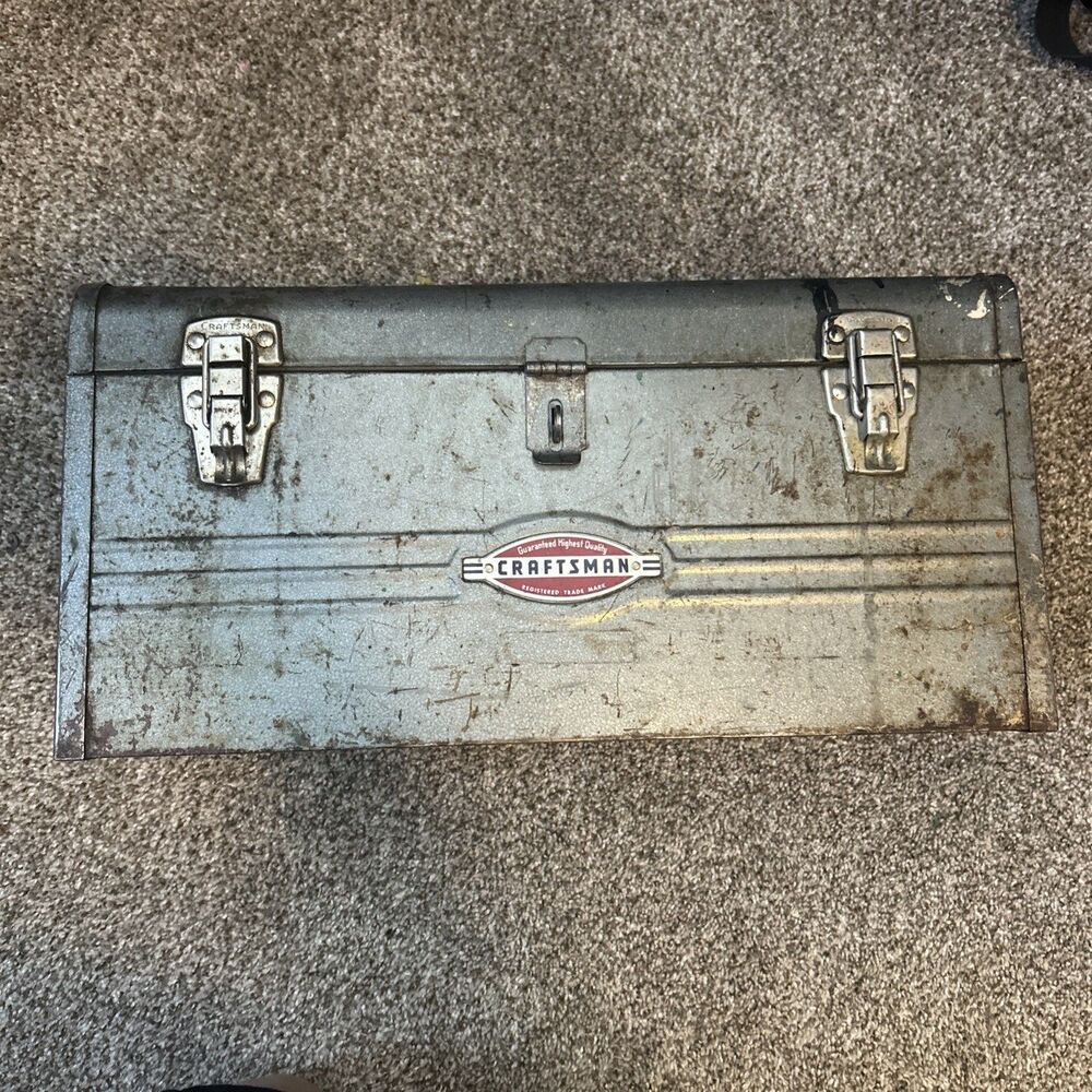 1950s CRAFTSMAN Vintage TOOL BOX OVAL "GUARANTEED HIGHEST QUALITY" LOGO 18” USA